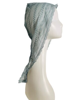 Tie back chantilly lace  cap - Sage