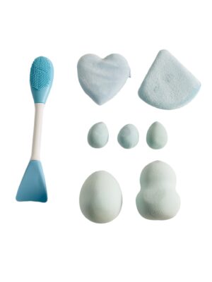 Set of 8pcs face sponge and mask applicator - Blue