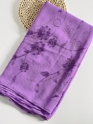 CHIFFON VEIL LUXURY WITH EMBROIDERY AND STONES 2 - Lilac