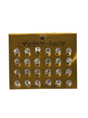 12 pairs of stud earrings - Silver