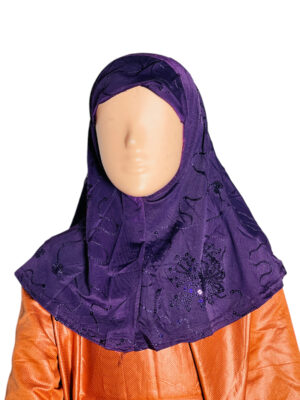 KIDS LACRA EMBROIDERY KHIMAR - Dark purple