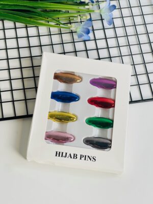 Box of 8pcs premium hijab safety pins - Glossy mixed colors