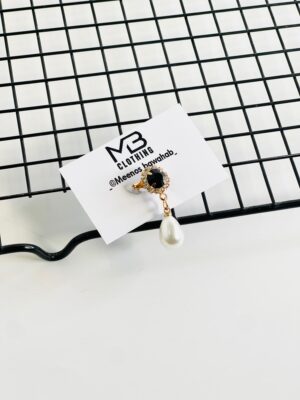 CRYSAL DANGLING HIJAB BROOCH - Black