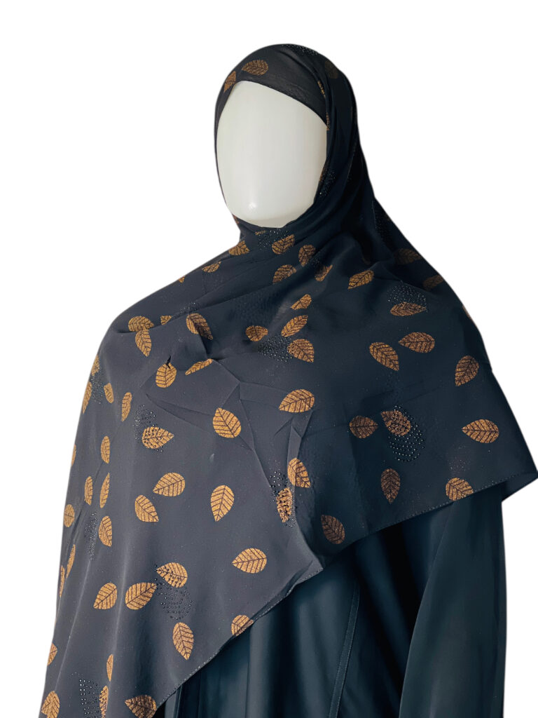 BLACK AND GOLD STONED CHIFFON SCARVES