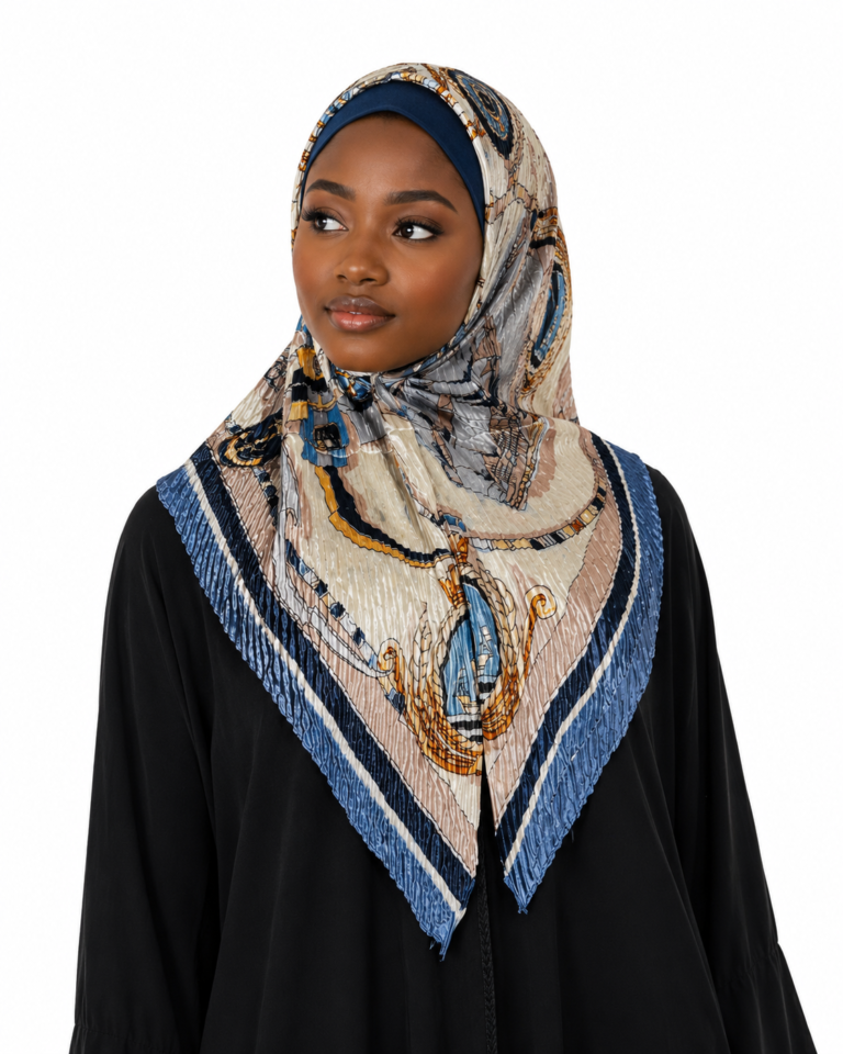 Pleated silk square scarves