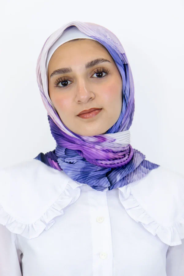 Pleated silk square scarves