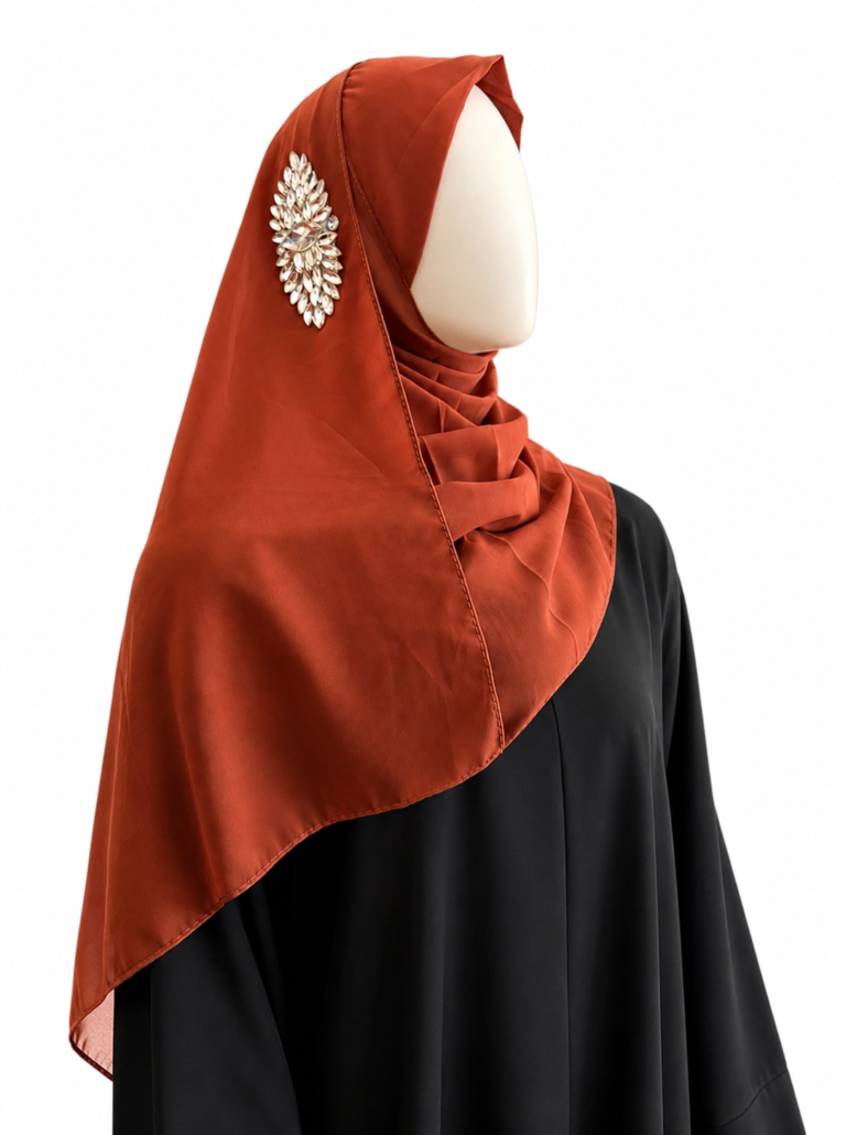 Instant Chiffon Hijab with Crystal Brooch