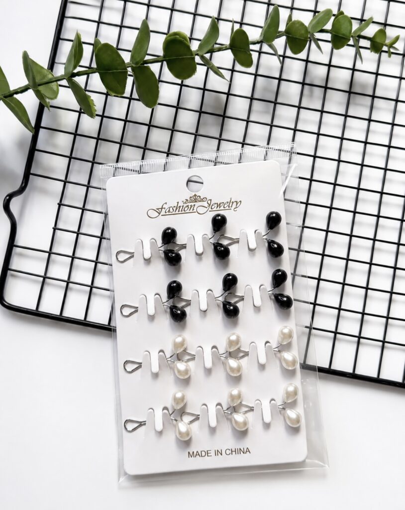 12pcs black and white hijab clamps